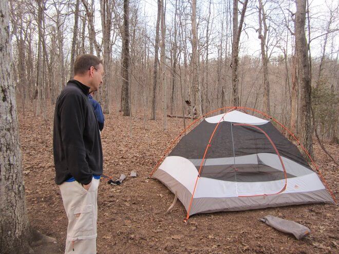 Tent alongside Appalachian Trail