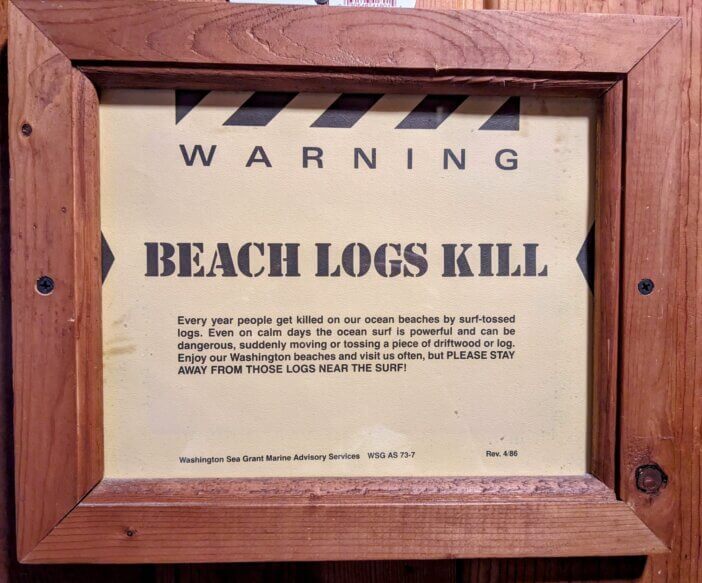 Beach Logs Warning Sign