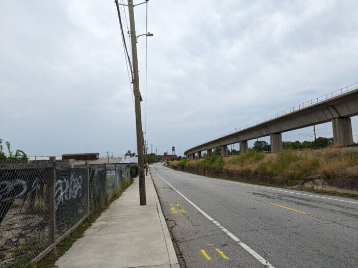 Urban Street With Overpass