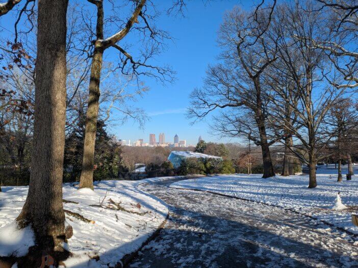 A Snowy Grant Park in Atlanta, Georgia